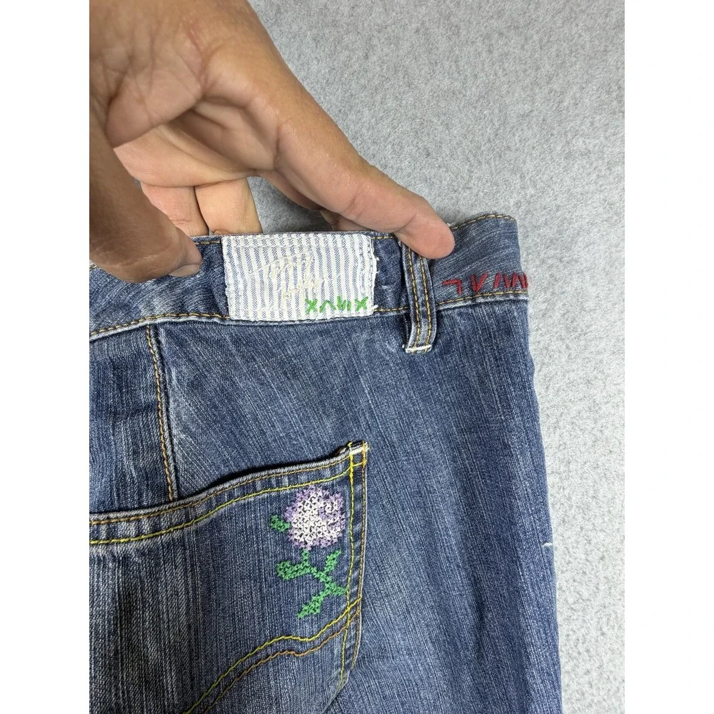 Tommy‎ Hilfiger Jeans Womens 18 Blue Hipster Capri Embroidered Flower Stretch